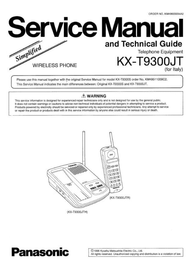 KX-T9300JT (Base Unit) Simplified